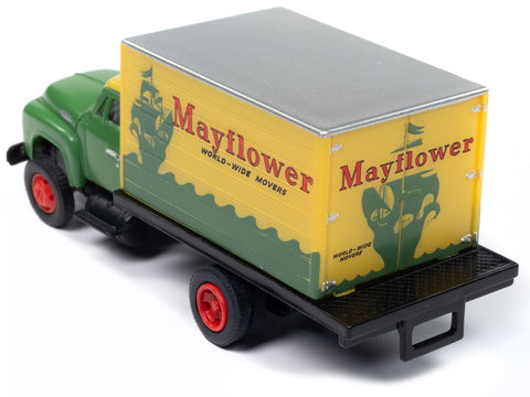 1954 Ford Box Truck Green and Yellow "Mayflower World-Wide Movers" "Mini Metals" Series 1/87 (HO) Scale Model Car by Classic Metal Works