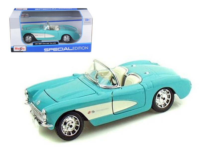 1957 Chevrolet Corvette Convertible Turquoise 1/24 Diecast Model Car by Maisto