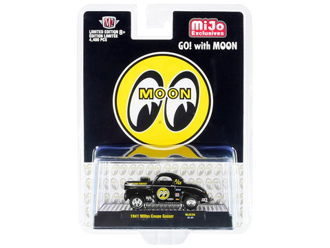 1941 Willys Coupe Gasser Black "Mooneyes" Limited Edition to 4400 pieces Worldwide 1/64 Diecast Model Car by M2 Machines