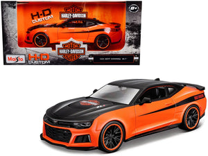 2017 Chevrolet Camaro ZL1 Orange and Black "Harley Davidson" "H-D Custom" Series 1/24 Diecast Model Car by Maisto