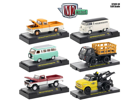 Auto Thentics 6 Piece Set Release 50 IN DISPLAY CASES 1/64 Diecast Model Cars by M2 Machines
