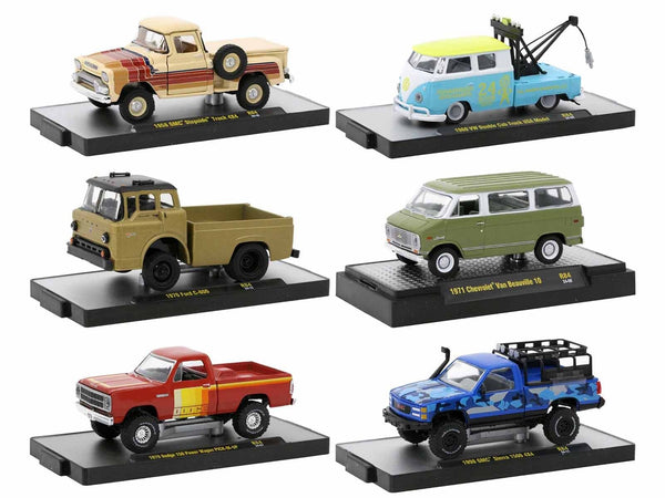 "Auto-Thentics" 6 piece Set Release 84 IN DISPLAY CASES Limited Edition 1/64 Diecast Model Cars by M2 Machines