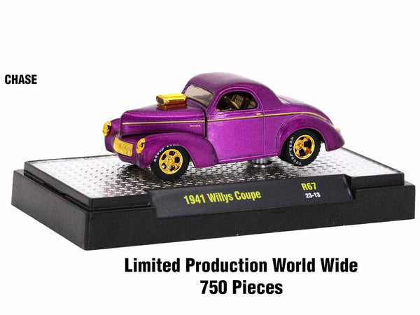 "Auto Meets" Set of 6 Cars IN DISPLAY CASES Release 67 Limited Edition 1/64 Diecast Model Cars by M2 Machines