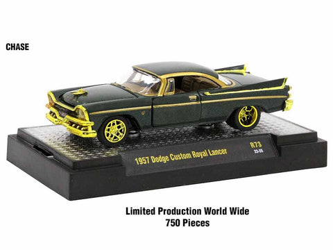 "Auto Meets" Set of 6 Cars IN DISPLAY CASES Release 73 Limited Edition 1/64 Diecast Model Cars by M2 Machines