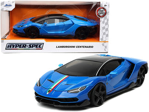 Lamborghini Centenario Blue with Black Top with Stripes "Hyper-Spec" Series 1/24 Diecast Model Car by Jada