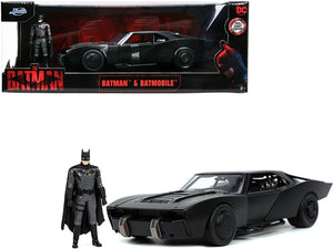 Batmobile Matt Black with Batman Diecast Figure "The Batman" (2022) Movie "DC Comics" 1/24 Diecast Model Car by Jada