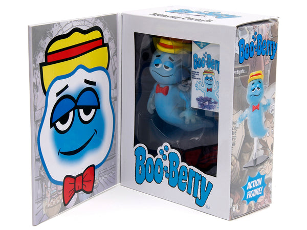 Boo Berry 3.5" Moveable Glow-in-the-Dark Figure with Stand and Cereal Box "Monster Cereals" 1/12 Scale Model by Jada