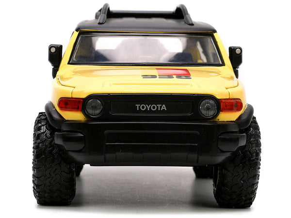 Toyota FJ Cruiser #938 Cream with Matt Black Top with Roof Rack and Stripes "KC Hilites" with Extra Wheels "Just Trucks" Series 1/24 Diecast Model Car by Jada