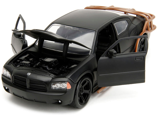 2006 Dodge Charger Matt Black with Outer Cage "Fast & Furious" Movie 1/24 Diecast Model Car by Jada