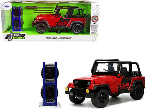 1992 Jeep Wrangler DV8 Off-Road Red with Matt Black Stripes with Extra Wheels "Just Trucks" Series 1/24 Diecast Model Car by Jada