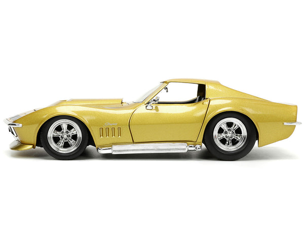 1969 Chevrolet Corvette Stingray ZL-1 Gold Metallic with Black Stripe "Bigtime Muscle" Series 1/24 Diecast Model Car by Jada