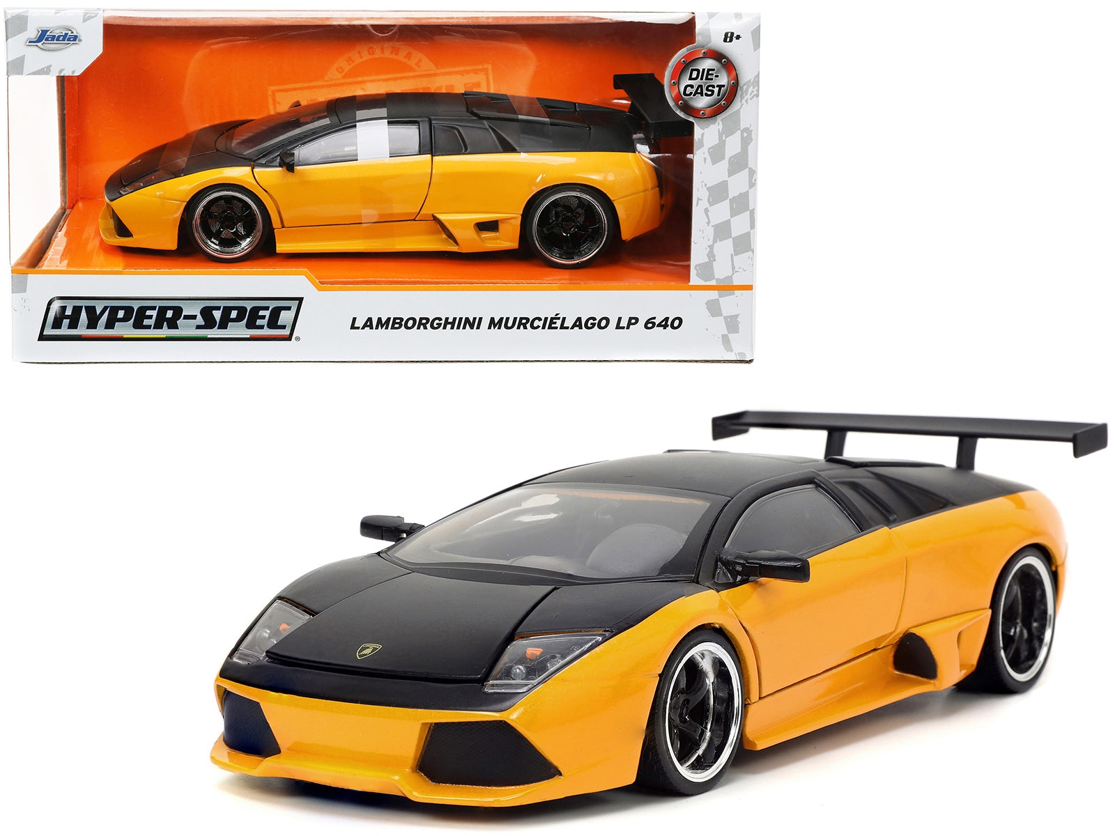 Lamborghini Murcielago LP 640 Yellow Metallic and Matt Black "Hyper-Spec" Series 1/24 Diecast Model Car by Jada