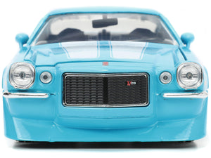 1971 Chevrolet Camaro Z/28 Light Blue with White Stripes "Bigtime Muscle" Series 1/24 Diecast Model Car by Jada