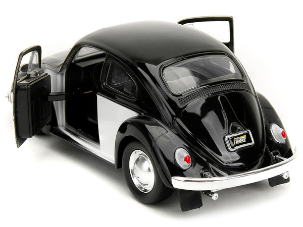 1959 Volkswagen Beetle "Punch Buggy" Black and White and Boxing Gloves Accessory "Punch Buggy" Series 1/32 Diecast Model Car by Jada