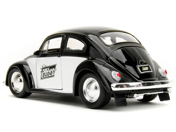 1959 Volkswagen Beetle "Punch Buggy" Black and White and Boxing Gloves Accessory "Punch Buggy" Series 1/32 Diecast Model Car by Jada