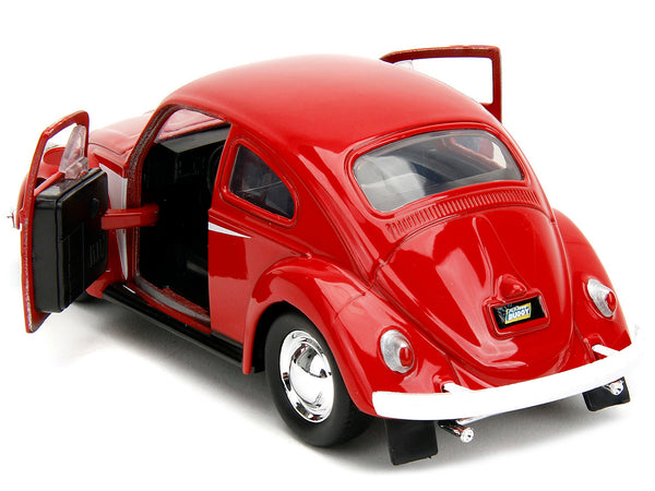 1959 Volkswagen Beetle Red with White Graphics and Boxing Gloves Accessory "Punch Buggy" Series 1/32 Diecast Model Car by Jada