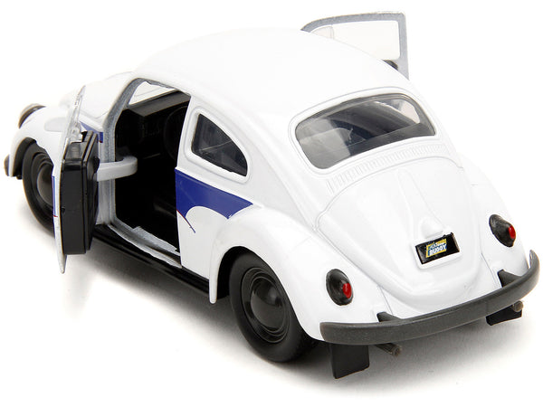 1959 Volkswagen Beetle "Holt" White with Blue Graphics and Boxing Gloves Accessory "Punch Buggy" Series 1/32 Diecast Model Car by Jada