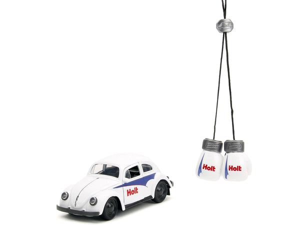 1959 Volkswagen Beetle "Holt" White with Blue Graphics and Boxing Gloves Accessory "Punch Buggy" Series 1/32 Diecast Model Car by Jada