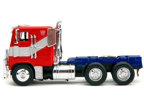 Optimus Prime Tractor Truck Red and Blue with Silver Stripes "Transformers: Rise of the Beasts" (2023) Movie "Hollywood Rides" Series 1/32 Diecast Model Car by Jada