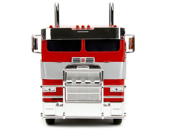 Optimus Prime Tractor Truck Red and Blue with Silver Stripes "Transformers: Rise of the Beasts" (2023) Movie "Hollywood Rides" Series Diecast Model Car by Jada