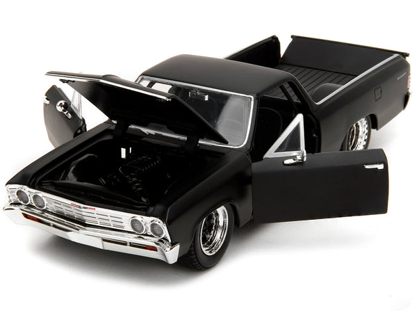 1967 Chevrolet El Camino Matt Black "Fast & Furious" Series 1/24 Diecast Model Car by Jada