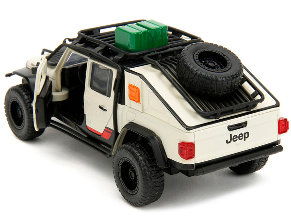 Jeep Gladiator Pickup Truck with Equipment Shell Beige with Graphics "Biosyn Genetics" "Jurassic World Dominion" (2022) Movie "Hollywood Rides" Series 1/32 Diecast Model Car by Jada