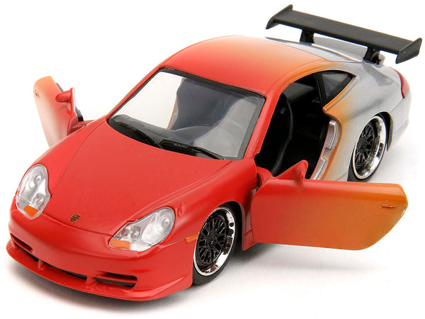 Porsche 911 GT3 RS Matt Orange and Silver Metallic "Pink Slips" Series 1/32 Diecast Model Car by Jada