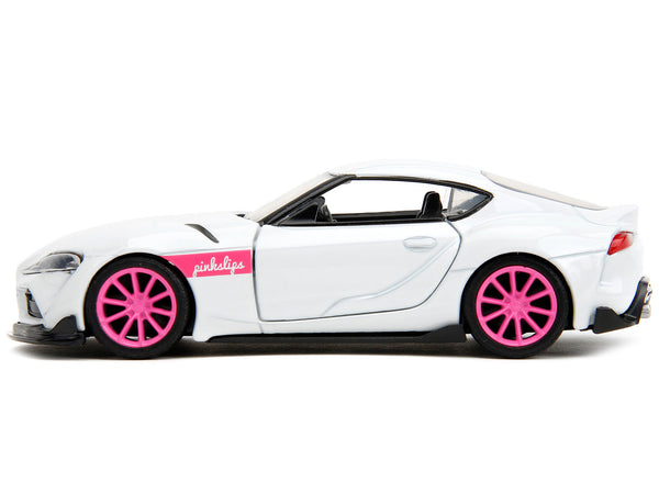 2020 Toyota Supra White Metallic with Pink Wheels "Pink Slips" Series 1/32 Diecast Model Car by Jada