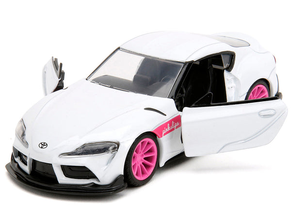 2020 Toyota Supra White Metallic with Pink Wheels "Pink Slips" Series 1/32 Diecast Model Car by Jada