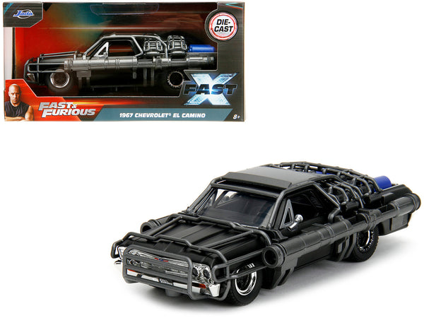1967 Chevrolet El Camino with Cannons Matt Black "Fast X" (2023) Movie "Fast & Furious" Series 1/32 Diecast Model Car by Jada