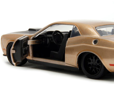 2012 Dodge Challenger SRT8 Gold Metallic with Black Hood "Pink Slips" Series 1/32 Diecast Model Car by Jada