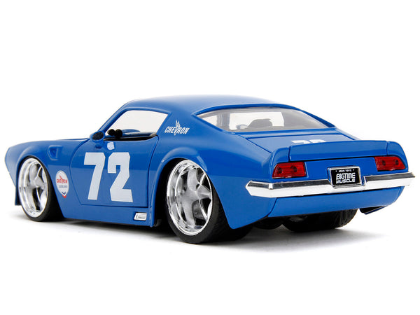 1972 Pontiac Firebird #72 Blue with White Stripe "Chevron" "Bigtime Muscle" Series 1/24 Diecast Model Car by Jada