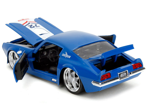 1972 Pontiac Firebird #72 Blue with White Stripe "Chevron" "Bigtime Muscle" Series 1/24 Diecast Model Car by Jada