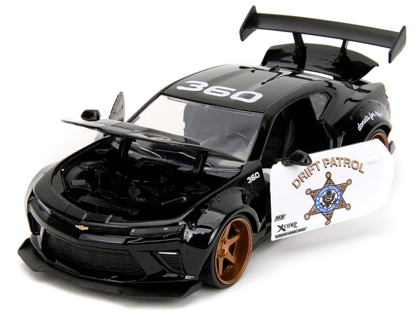 2016 Chevrolet Camaro Widebody Black and White "Drift Patrol" "Wide Body" Series 1/24 Diecast Model Car by Jada