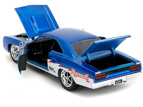 1970 Plymouth Road Runner #938 Candy Blue and White "Bigtime Muscle" Series 1/24 Diecast Model Car by Jada