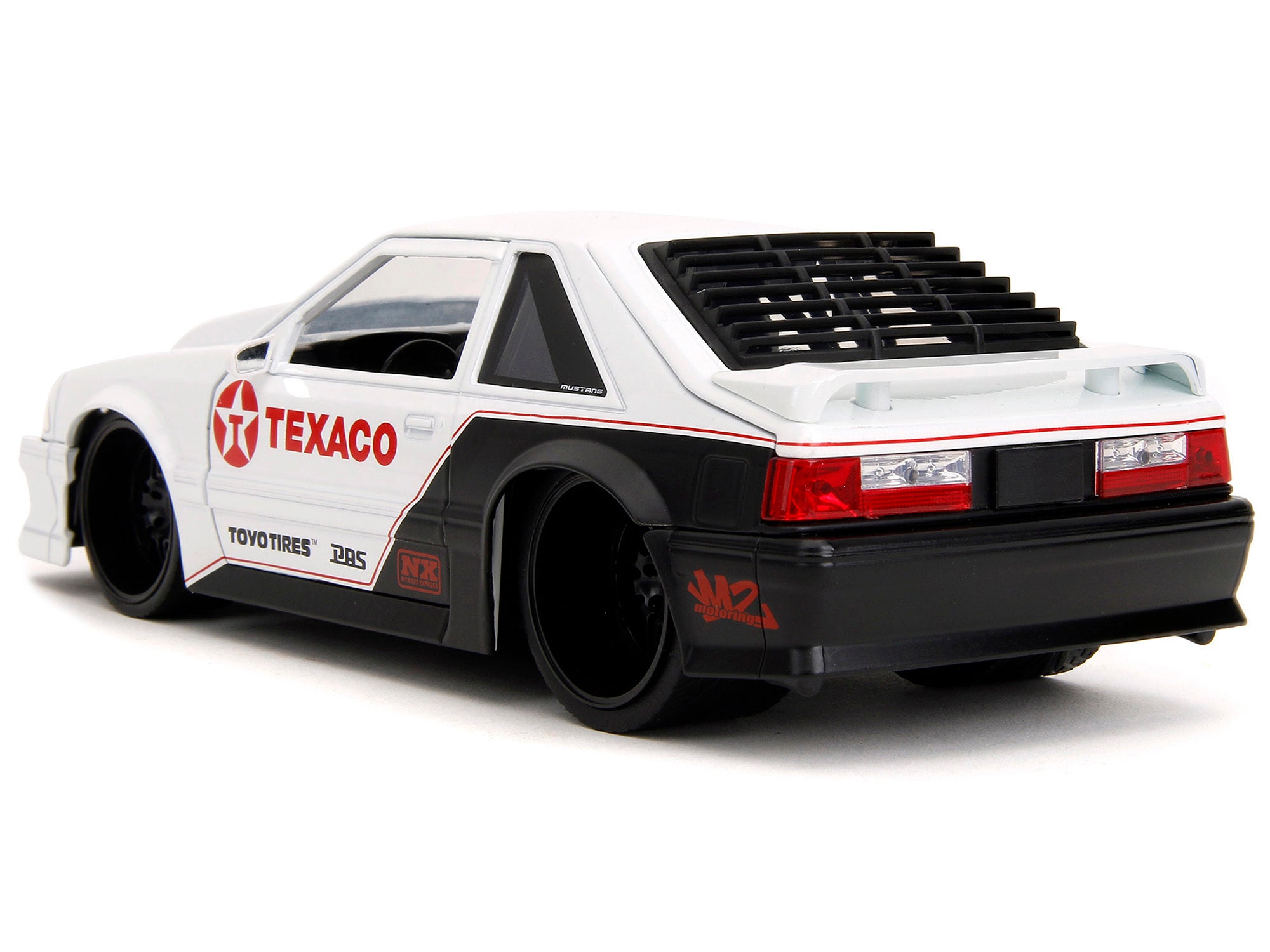 1989 Ford Mustang GT "Texaco" White and Matt Black with Graphics "Bigtime Muscle" Series 1/24 Diecast Model Car by Jada