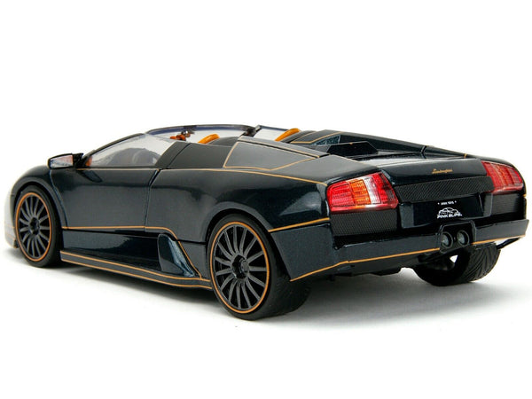 Lamborghini Murcielago Roadster Black Metallic with Orange Interior "Pink Slips" Series 1/24 Diecast Model Car by Jada