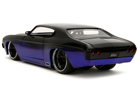 1971 Chevrolet Chevelle SS Black and Blue "Pink Slips" Series 1/24 Diecast Model Car by Jada