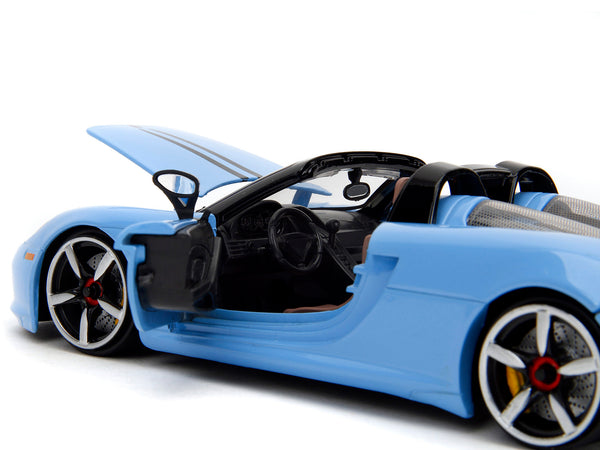 Porsche Carrera GT Convertible Blue with Black Stripes "Pink Slips" Series 1/24 Diecast Model Car by Jada