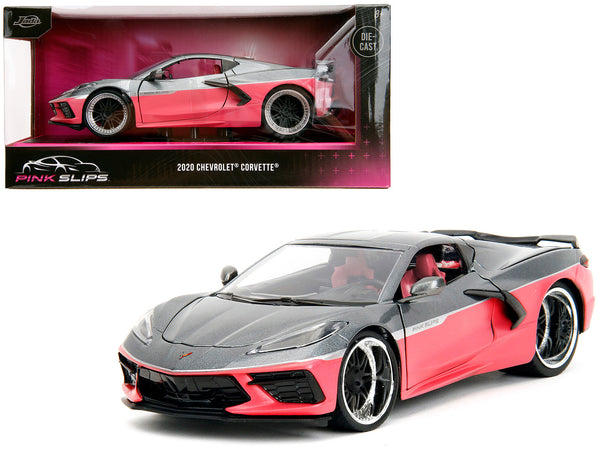 2020 Chevrolet Corvette Gray Metallic and Pink "Pink Slips" Series 1/24 Diecast Model Car by Jada