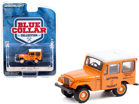 1974 Jeep DJ-5 "Westhaven Pharmacy" Orange with White Top "Blue Collar Collection" Series 9 1/64 Diecast Model Car by Greenlight
