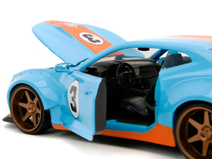 2016 Chevrolet Camaro Widebody #3 Light Blue with Orange Stripes "Gulf Oil" "Wide Body" Series 1/24 Diecast Model Car by Jada