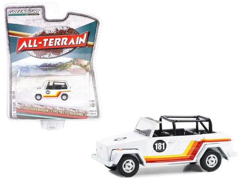 1974 Volkswagen Thing (Type 181) #181 White with Stripes "All Terrain" Series 15 1/64 Diecast Model Car by Greenlight