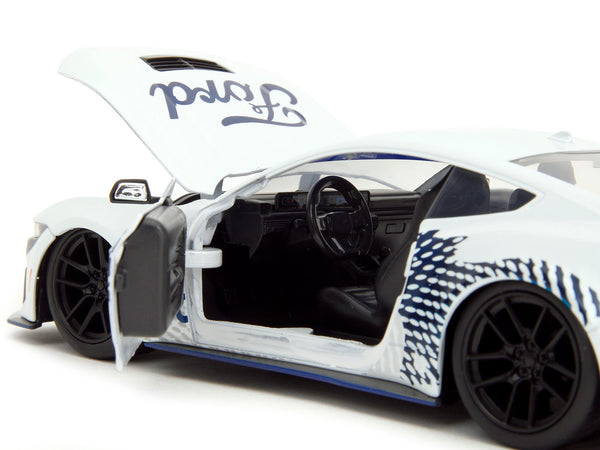 2024 Ford Mustang Dark House White with "Mustang Horse Graphics" "Bigtime Muscle" Series 1/24 Diecast Model Car by Jada