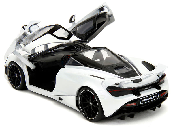 McLaren 720S White Metallic with Black Top "Pink Slips" Series 1/24 Diecast Model Car by Jada