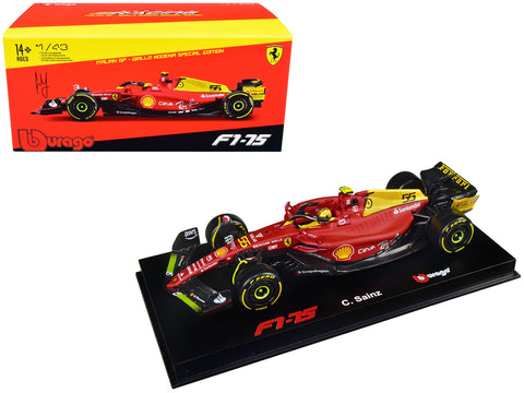 Ferrari F1-75 #55 Carlos Sainz "Giallo Modena" Formula One F1 Italian GP (2022) "Formula Racing" Series with Display Case 1/43 Diecast Model Car by Bburago
