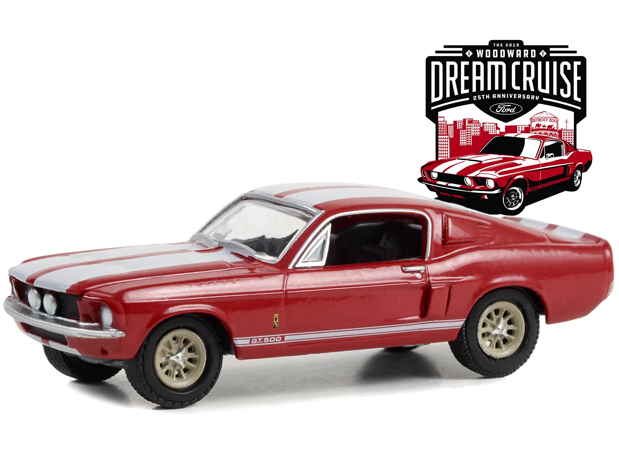 1967 Shelby GT-500 Red with White Stripes "25th Annual Woodward Dream Cruise Featured Heritage Vehicle" (2019) "Woodward Dream Cruise" Series 1 1/64 Diecast Model Car by Greenlight
