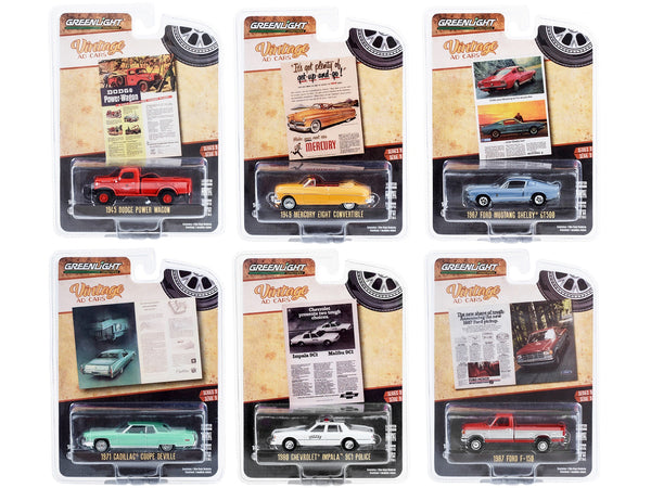 "Vintage Ad Cars" Set of 6 pieces Series 9  1/64 Diecast Model Cars by Greenlight