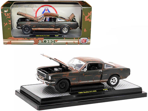 1966 Shelby GT350 Ivy Green with Wimbledon White Stripes (Rusted) Limited Edition to 5250 pieces Worldwide 1/24 Diecast Model Car by M2 Machines