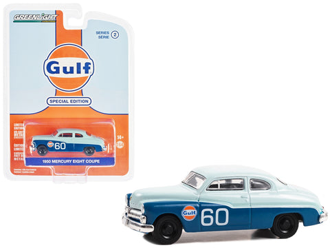 1950 Mercury Eight Coupe #60 Light Blue and Blue "Gulf Oil Special Edition" Series 2 1/64 Diecast Model Car by Greenlight